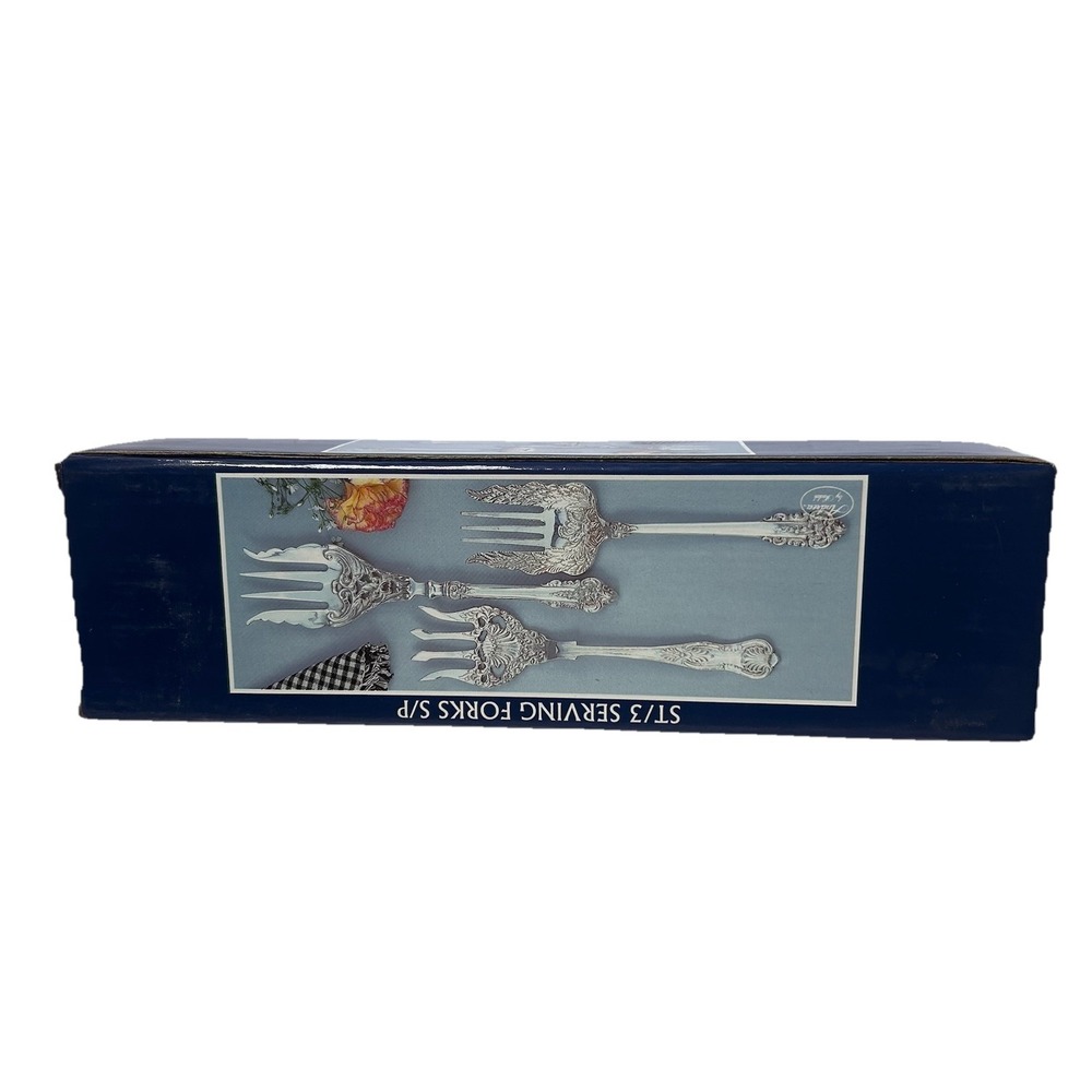 Andrea By  Sadek Set Of 3 Serving Forks S/P Ornate New Open Box